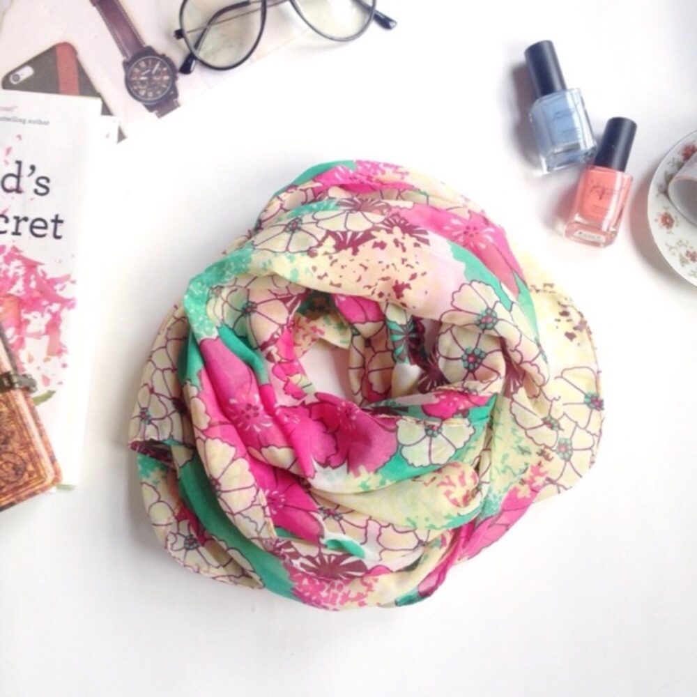 Chiffon floral pattern scarf scarves